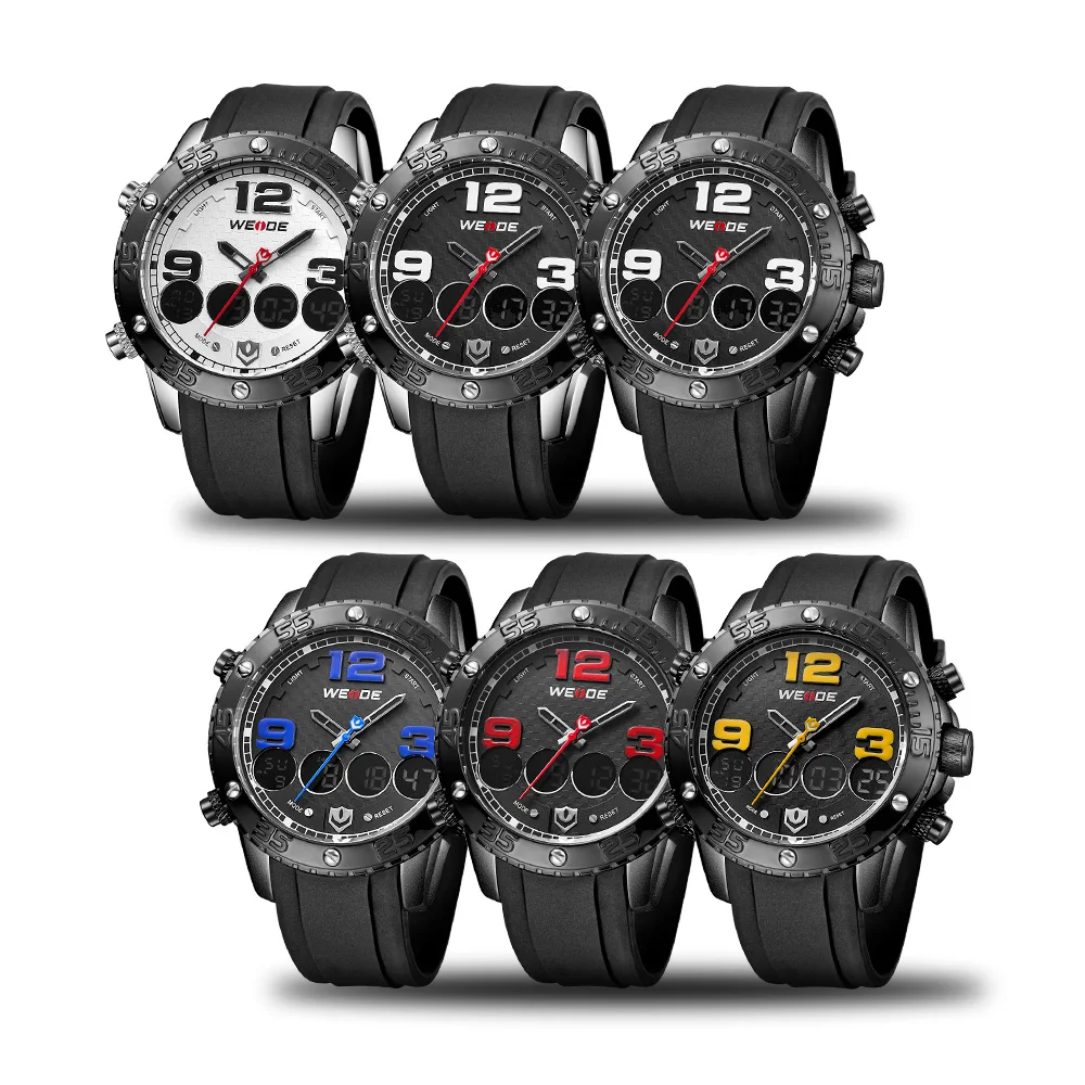 WEIDE Аналоговый Мужские часы лучший Роскошные брендовые водонепроницаемые