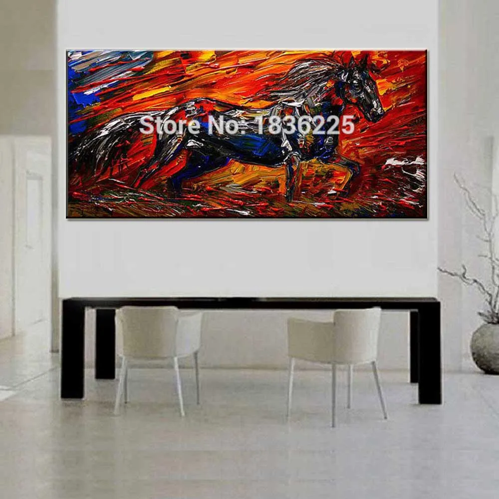 Ручная работа высокое качество красная лошадь картина маслом на холсте бегущие