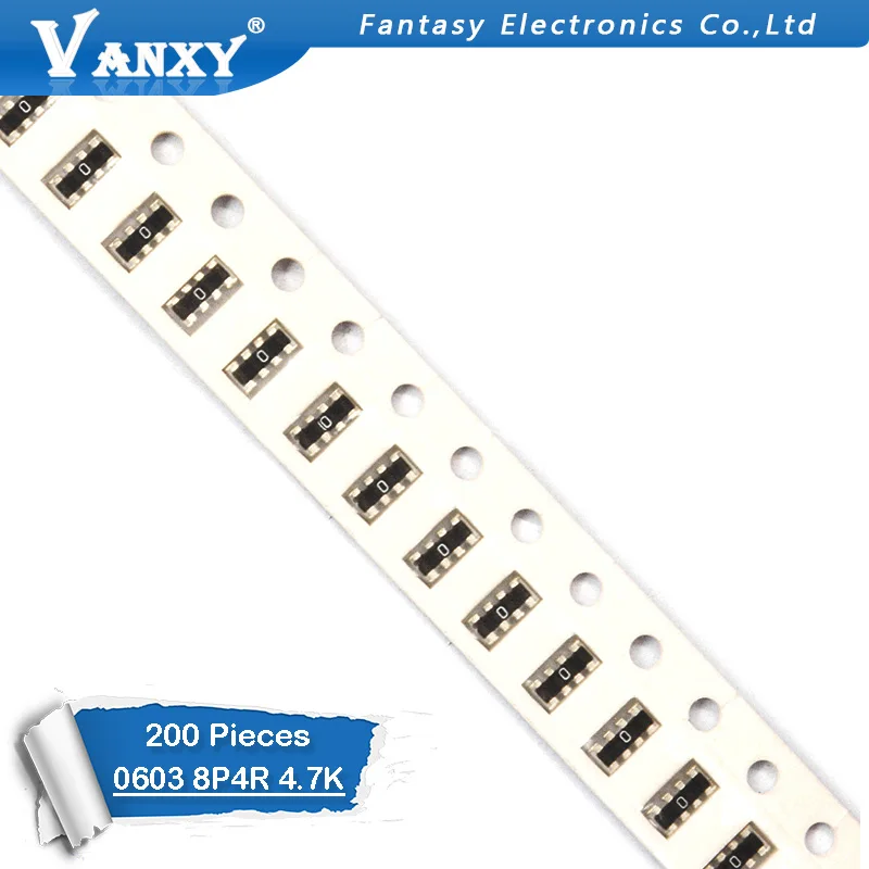 200pcs SMD изоляции 0603 8P4R 2*4P 4,7 K 4K7 Ом сети резисторная матрица