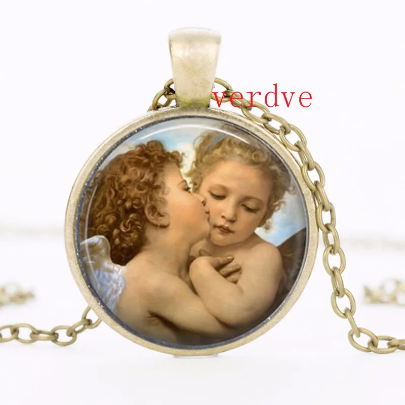 1 шт./лот кулон с логотипом The First Kiss Angels ожерелье крыльями ангела от William Adolphe Bouguereau