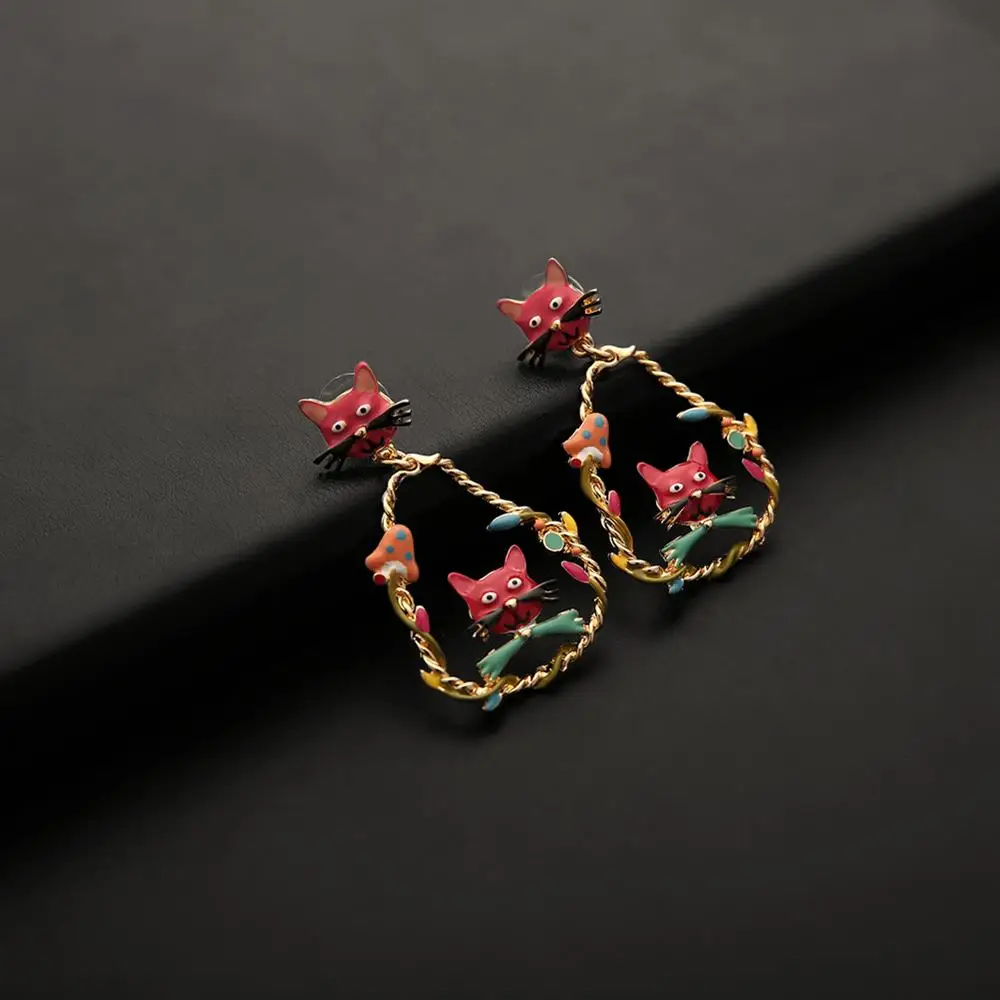 Креативные висячие серьги 2019 Золотая кошка модная женская бижутерия из сплава