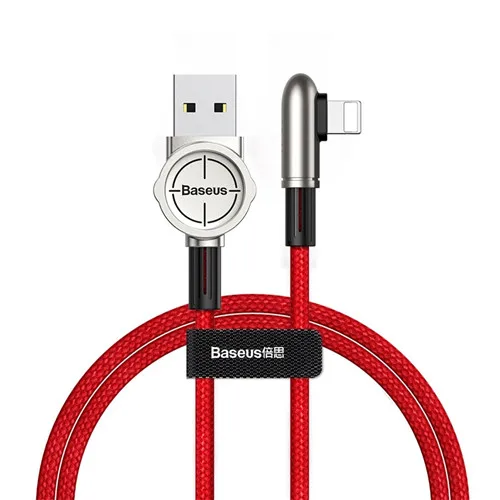 Красный Baseus USB кабель для iPhone XS Max XR X 8 7 6 6S SE iPad 2.4A Быстрая зарядка зарядное устройство Шнур 90 градусов данных кабель для мобильного телефона - Цвет: Красный