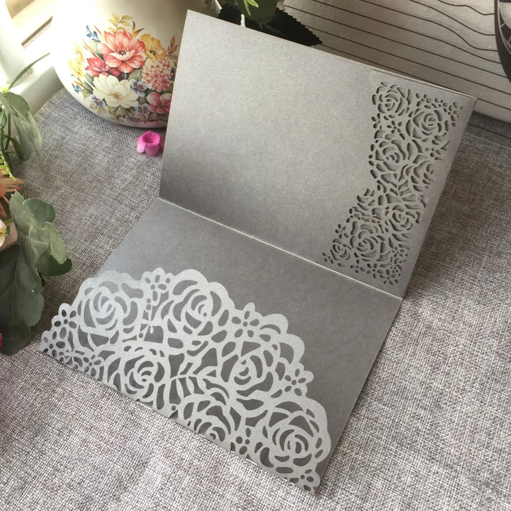 30pcs Laser Cut Romantic Wedding Decoration Invitation Card Pearl paper Birthday Supplies Greeting Gift Blessing | Дом и сад
