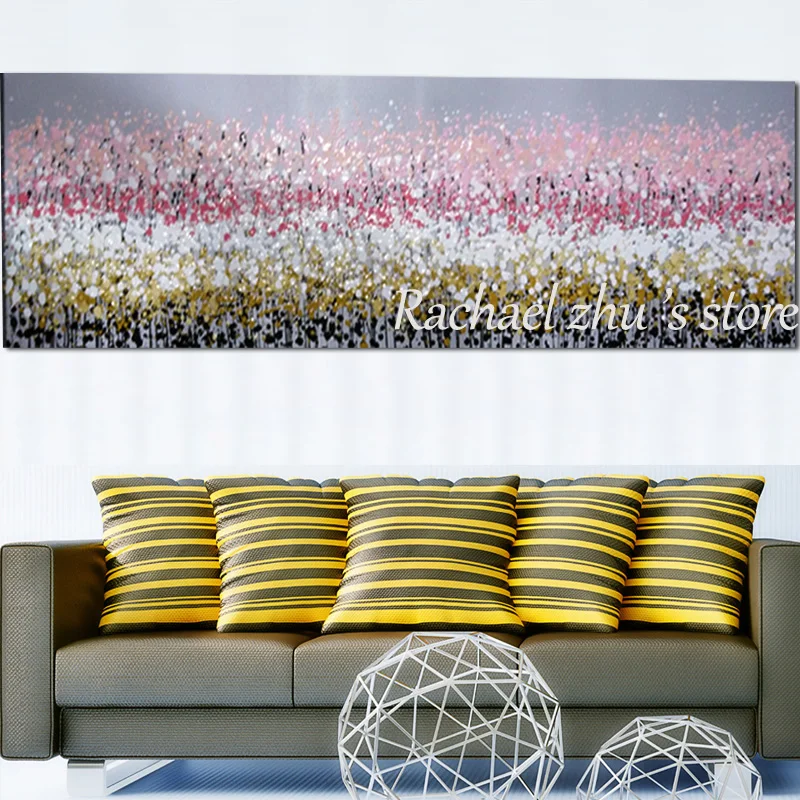 Большая Ручная роспись современный абстрактный розовый цветок пейзаж живопись