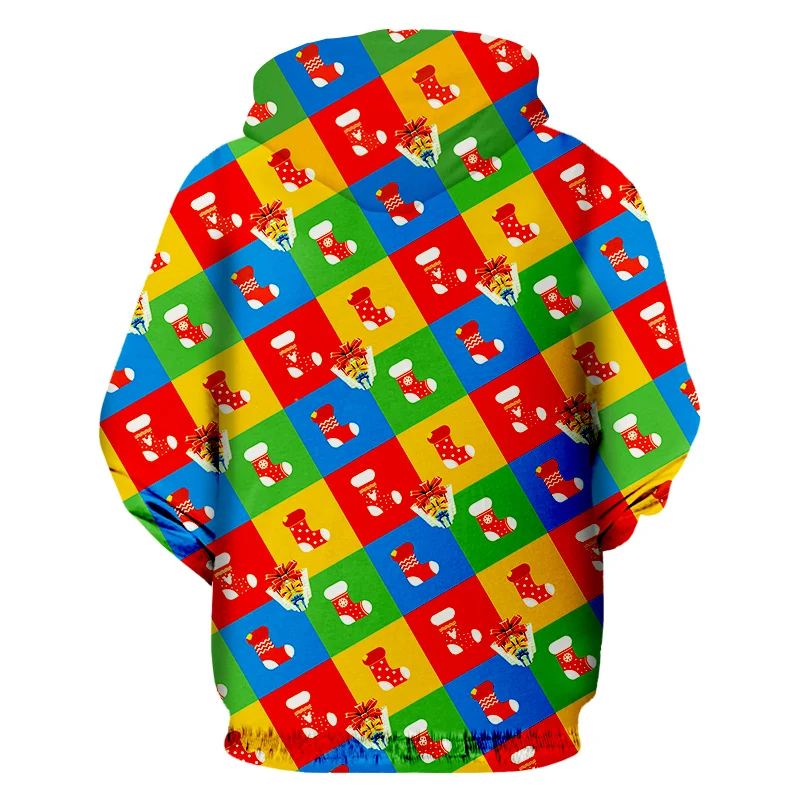 CJLM Christmas New Men's 3D Printed Colored Zip Hoodies Stockings And Gift Boxes Sports Large Size Spandex 5XL Clothing | Мужская