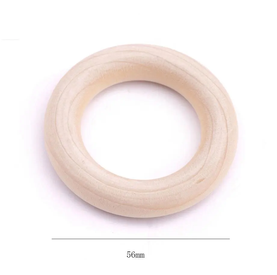 56mm Деревянные кольца-прорезыватели ручной работы для малышей из натурального клена, деревянные Прорезыватели для зубов 40 мм-70 мм, ожерелье, браслет, поделки своими руками, деревянные прорезыватели, игрушки - Цвет: 56mm