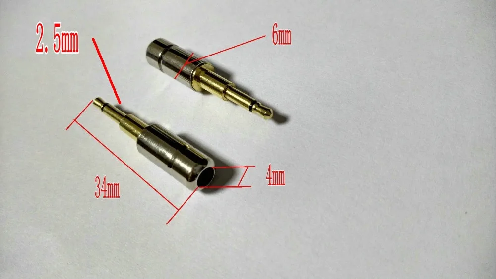 100 шт. позолоченный мини медный 2 5 мм моно штекер аудио разъем для пайки|connector