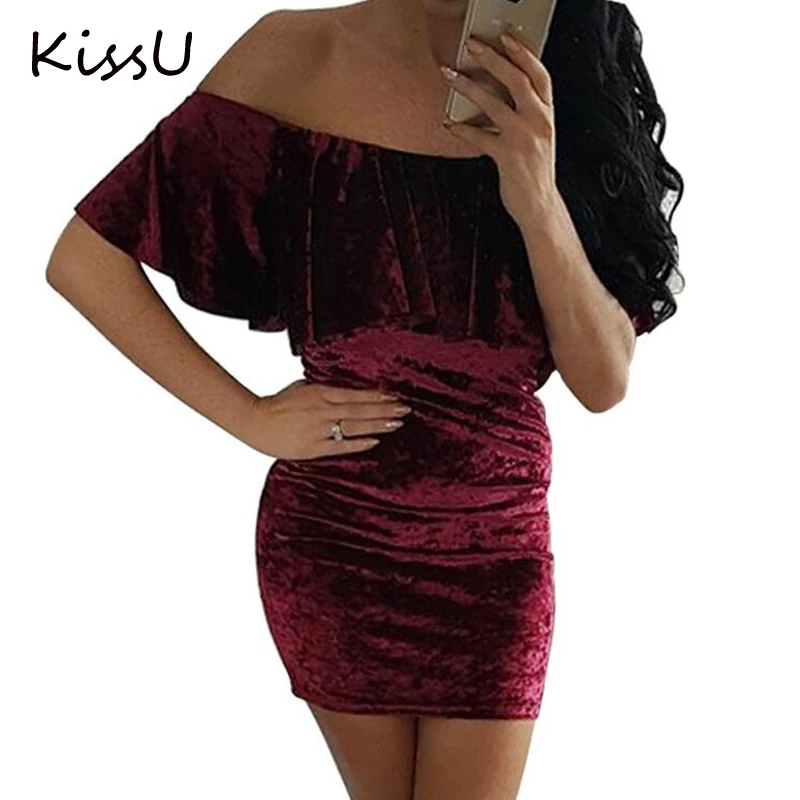 2017 Женщин Бархат Dress Summer Party Платья Черный Серый Лотос лист Воротник Мода Мини