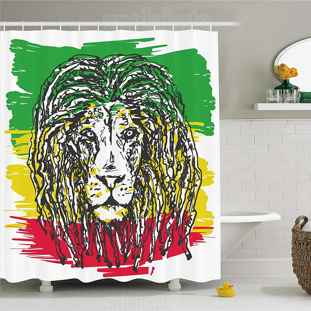 Раста душ Шторы Эфиопский африканской культуры волос Стиль голова льва портрет