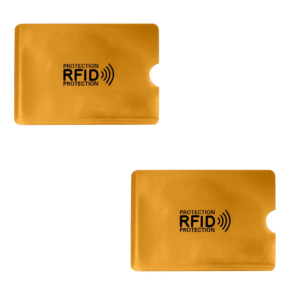 1-10 шт Анти Rfid считыватель замок кошелек Блокировка кредитный Id держатель для карт банк защитный Алюминиевый металлический корпус для карт Поддержка NFC 6,2*9,2 - Цвет: Gold 2 pcs