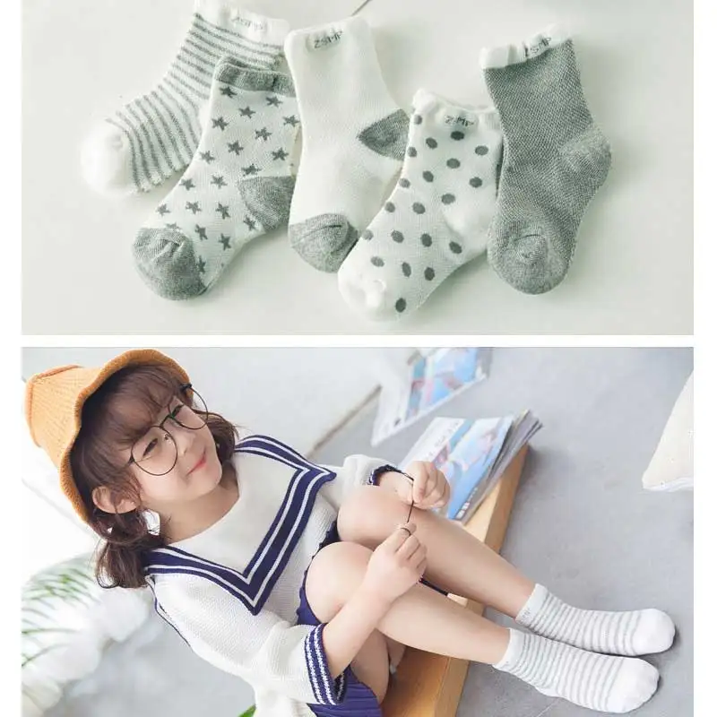 5 пара/лот 100% хлопковые носки для новорожденных Детские Носки ярких цветов