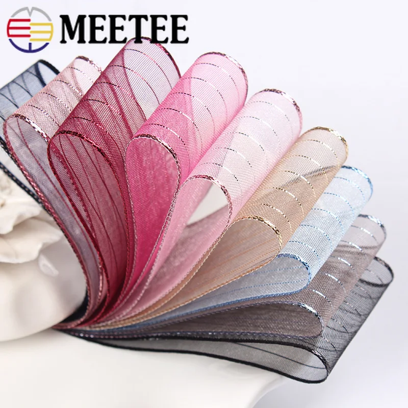 Meetee 10 ярдов/25/40 mmYarn пятно ленточки для волос свадебное платье одежда волосы бант в