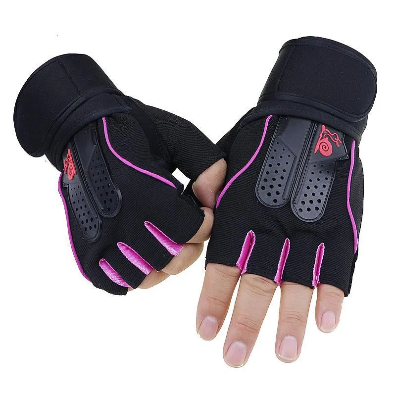 Pink XL 1 пара, перчатки для тяжелой атлетики с половинчатыми пальцами для мужчин и женщин, нескользящие спортивные перчатки для занятий тяжелой атлетикой и фитнесом для гантелей, перчатки для тренировок в тренажерном зале - Цвет: Pink XL