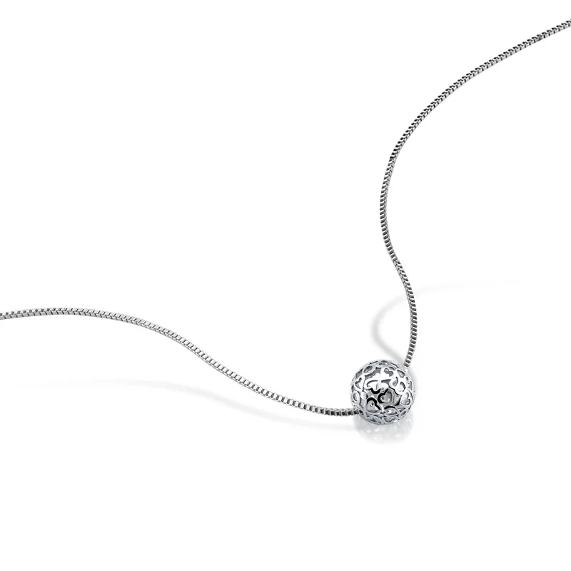 Hollow-carved Ball pendant Choker Necklace for Women 925 sterling silver Delicate Smalll Necklace on neck Bohemian Chain Jewelry