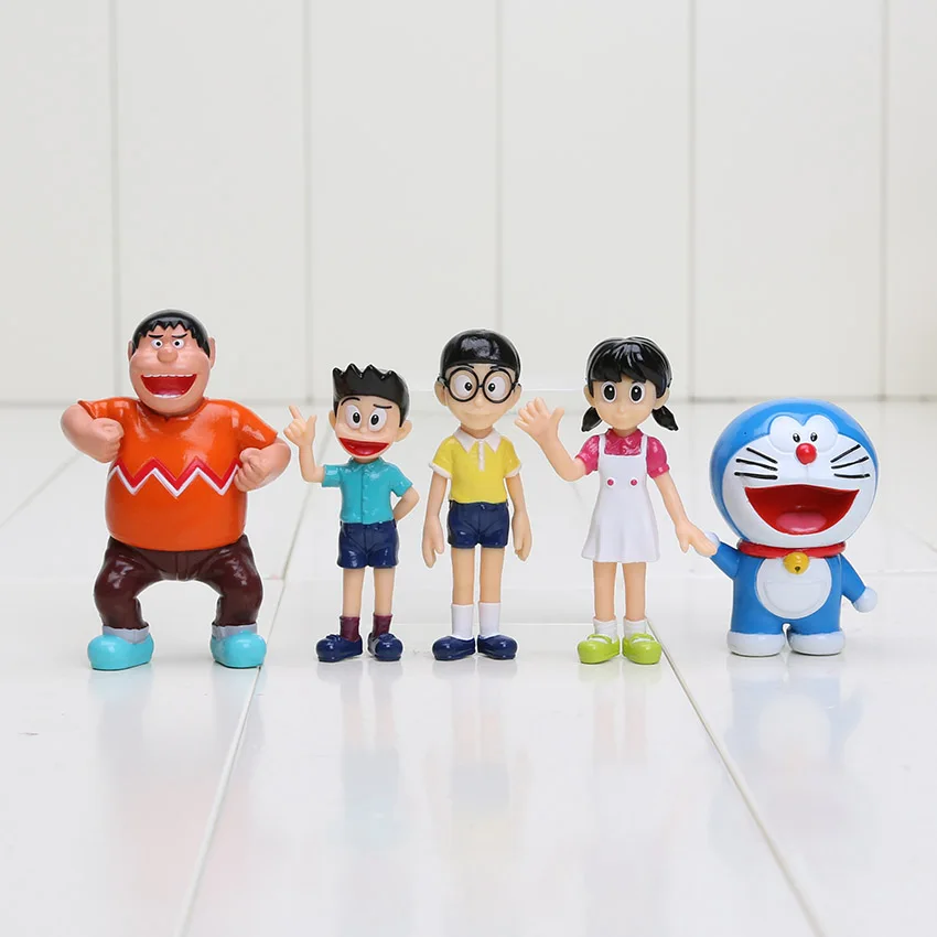 5 шт./лот 7 см Фигурки Doraemon Nobita Nobi фигурки из ПВХ Куклы Shizuka Minamoto Takeshi Гра дорами