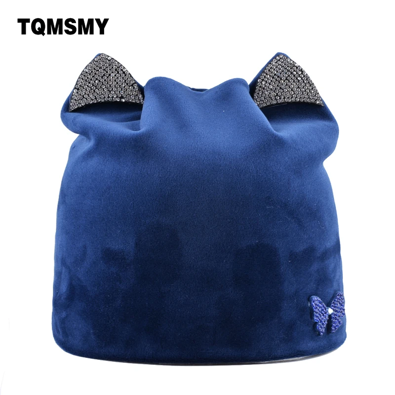 Стразы шапки бабочки для женщин зимние мягкая фланелевая ткань skullies женские
