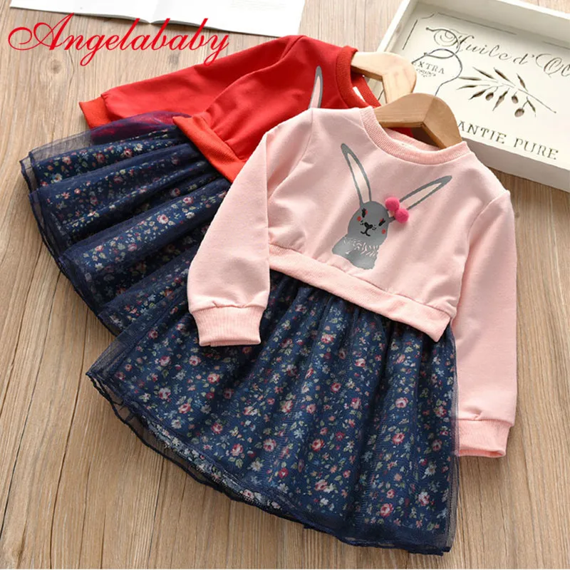Toddler Kids Baby Girl Clothes Cartoon Bunny Floral Princess Dress Outfits for vestido menina | Детская одежда и обувь