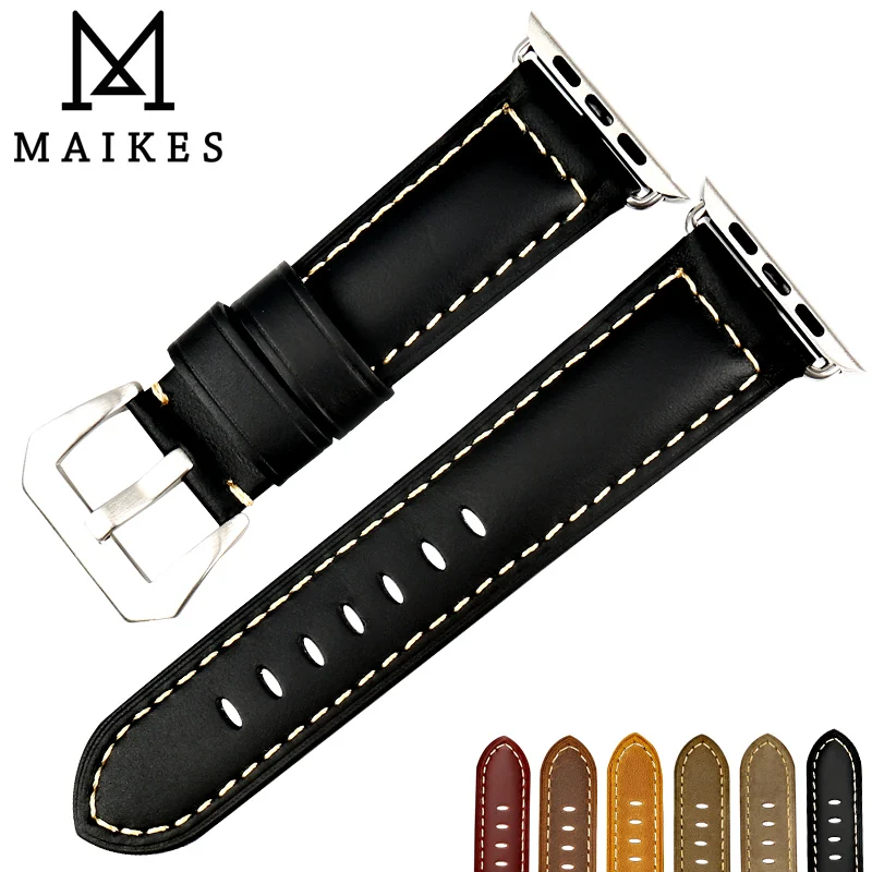 Ремешок MAIKES из натуральной кожи для Apple Watch Band 44 мм 40 42 38 Series SE 6 5 4 3 2|Ремешки часов| |
