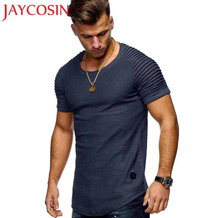Для мужчин футболка Slim Fit с круглым вырезом короткий рукав мышцы хлопок