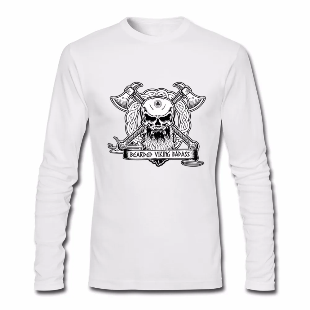 Хип-хоп бородатый Викинг задира Мужская футболка pp одежда Хлопок Crewneck рукавом