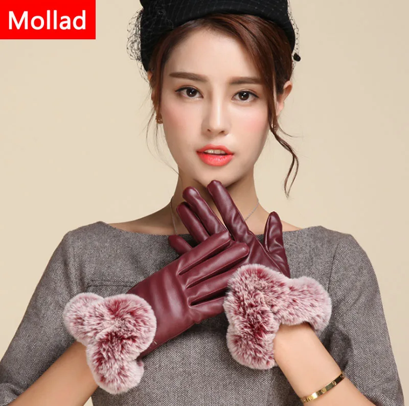 Mollad 2018 теплые и Элегантные Перчатки из искусственной кожи с искусственным