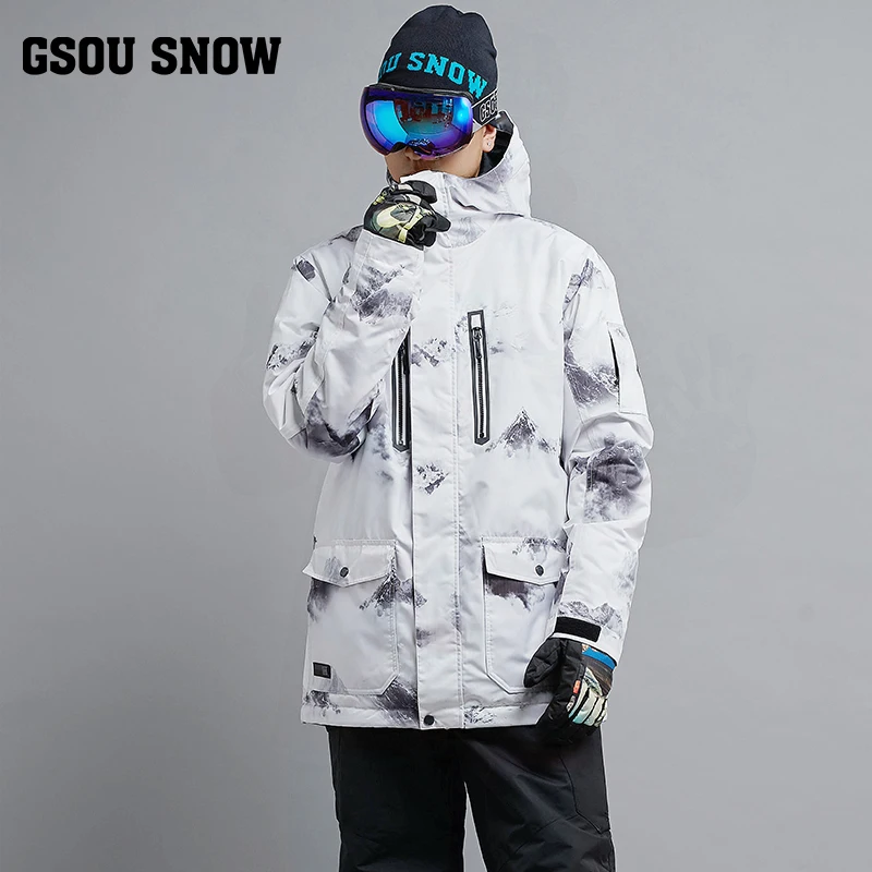 GSOUSNOW новая лыжная куртка мужская анти-ветер теплая и толстая разноцветная для