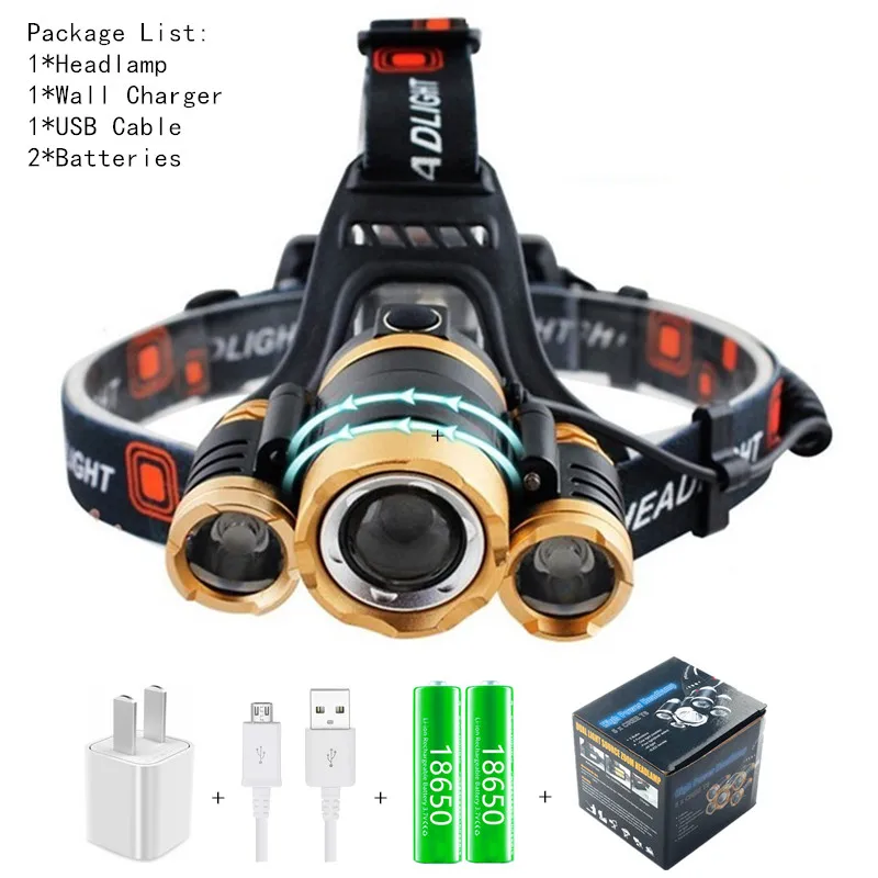 Package E USB датчик движения налобный фонарь высокой мощности светодиодный T6 Рабочая фара 18650 USB перезаряжаемая Водонепроницаемая фара Масштабируемые Фары - Испускаемый цвет: Package E