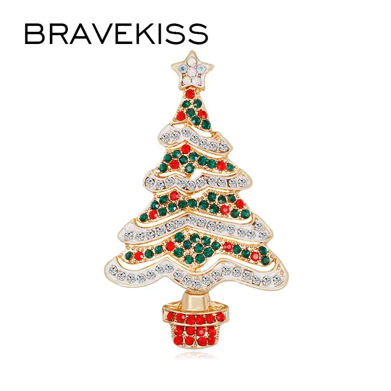 BRAVEKISS Рождественские Броши с изображением деревьев AAA + кубические циркониевые
