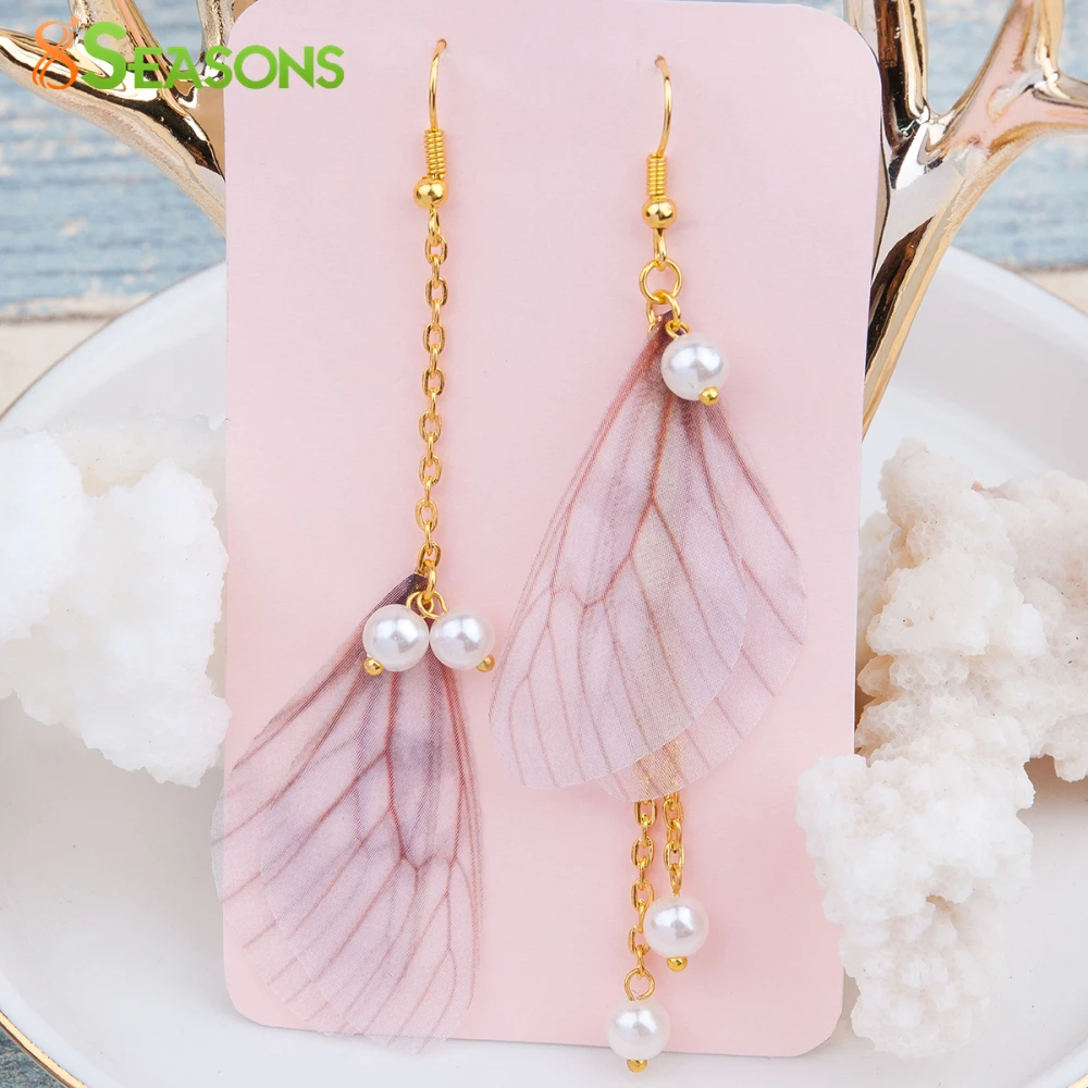 Эфирная бабочка из органзы ручной работы 8 сезонов серебряные серьги золотого