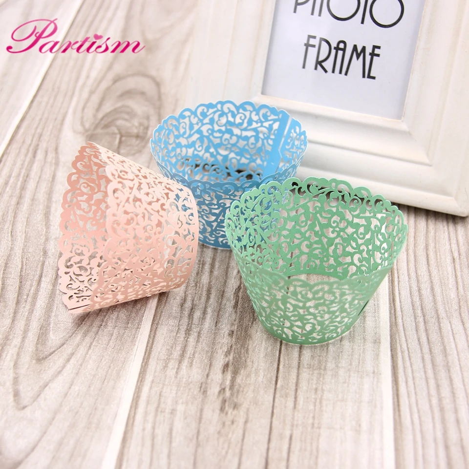 50 шт. маленькая лоза кружевная лазерная резка обертка для кексов форма