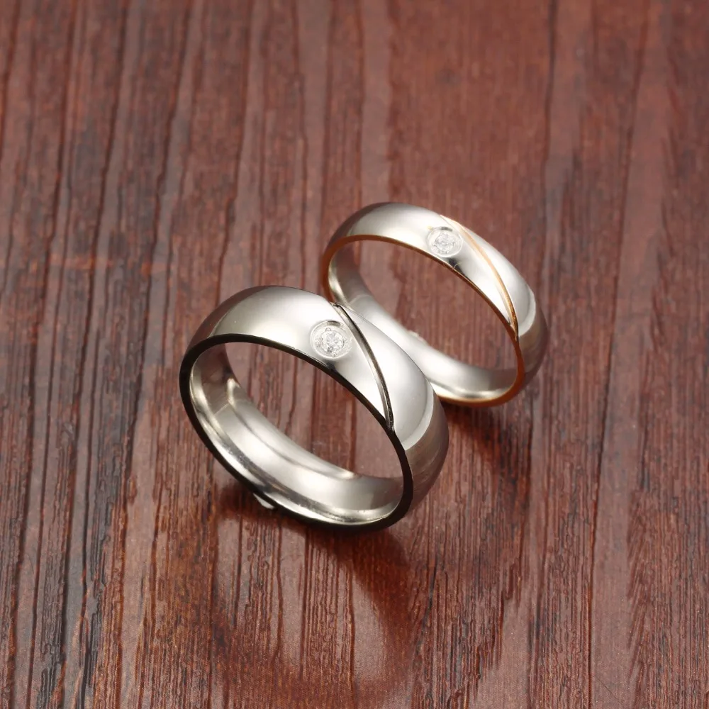 Модные ювелирные изделия парные кольца из нержавеющей стали обручальное кольцо