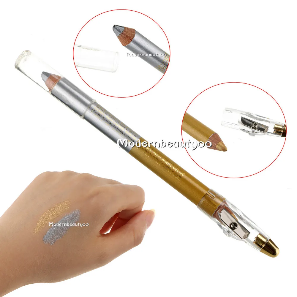 10 шт./лот макияж Duo тени для век Карандаш Водостойкая Подводка глаз жемчуг золото