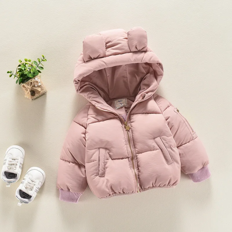 Pink Куртки для маленьких девочек; Новая модная куртка со смайликом; сезон осень-зима; детская теплая верхняя одежда с капюшоном; пальто для мальчиков; Одежда для девочек; SSC38 - Цвет: Pink