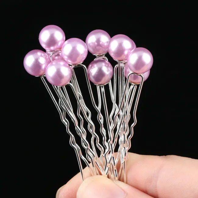 pearl purple 10 шт./лот, роскошные свадебные заколки невидимки для волос с цветами, модные заколки для волос с искусственным жемчугом и кристаллами, стильные аксессуары для волос - Окраска металла: pearl purple