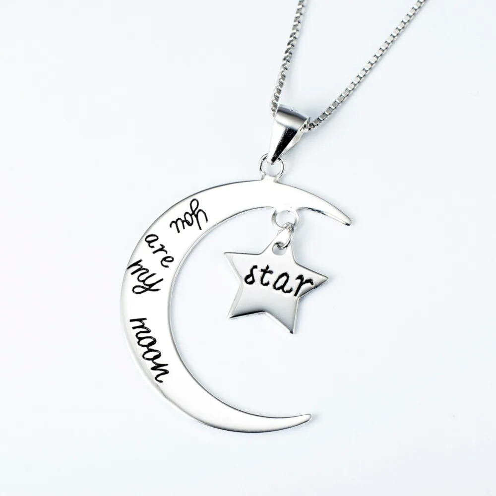 Женская подвеска со звездой и луной из серебра 925 пробы с надписью You Are My Moon