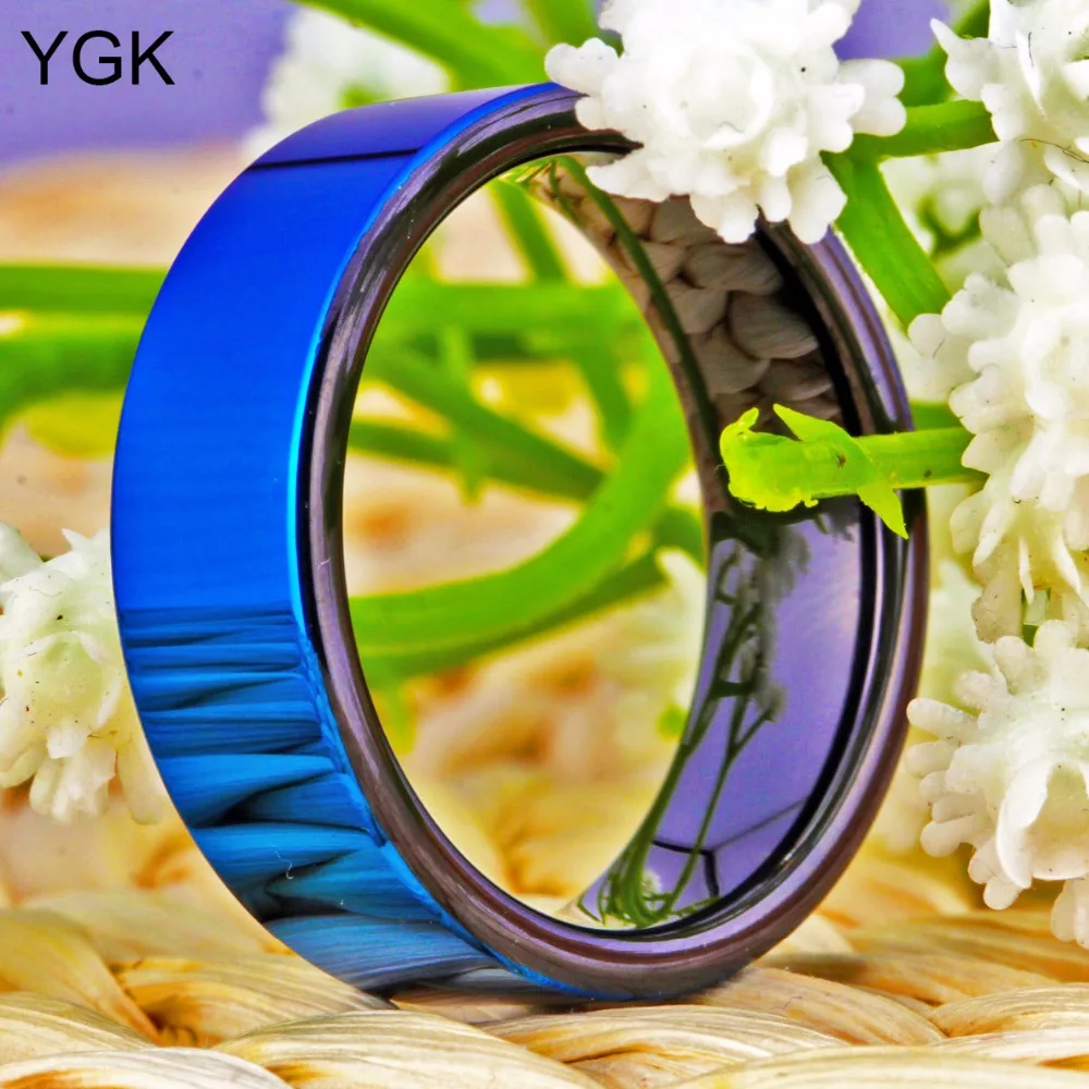 YGK брендовые ювелирные изделия 8 мм синее полированное вольфрамовое Карбидное