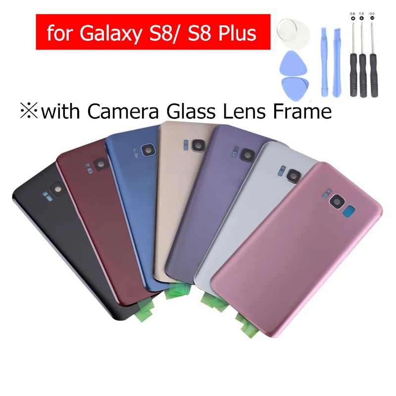 for Galaxy S8 Plus G955 Glass Rear Back Cover Battery Rear Housing Door for Samsung Galaxy S8 Camera Glass Lens with 3M Glue