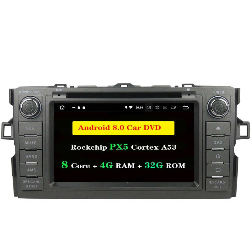 Ectwodvd 4G ram 32G rom Восьмиядерный Android 8 0/8 1 автомобильный DVD для Toyota Auris 2010-2014 Радио