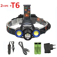 1600lm 3 led headlamp t6 2x xpe led headlight rechargeable head torch light utral bright head flashlight 18650 battery charger