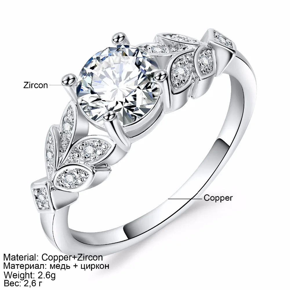 FAMSHIN Серебро Цвет Кристалл Цветы обручальные кольца для женщин ювелирные изделия
