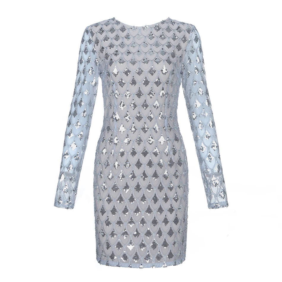 Платье Seamyla New Luxury Sequined Bandage Dress Women 2019 Elegant Vestidos Celebrity Party Dresses Sexy Night Out Club Runway on.