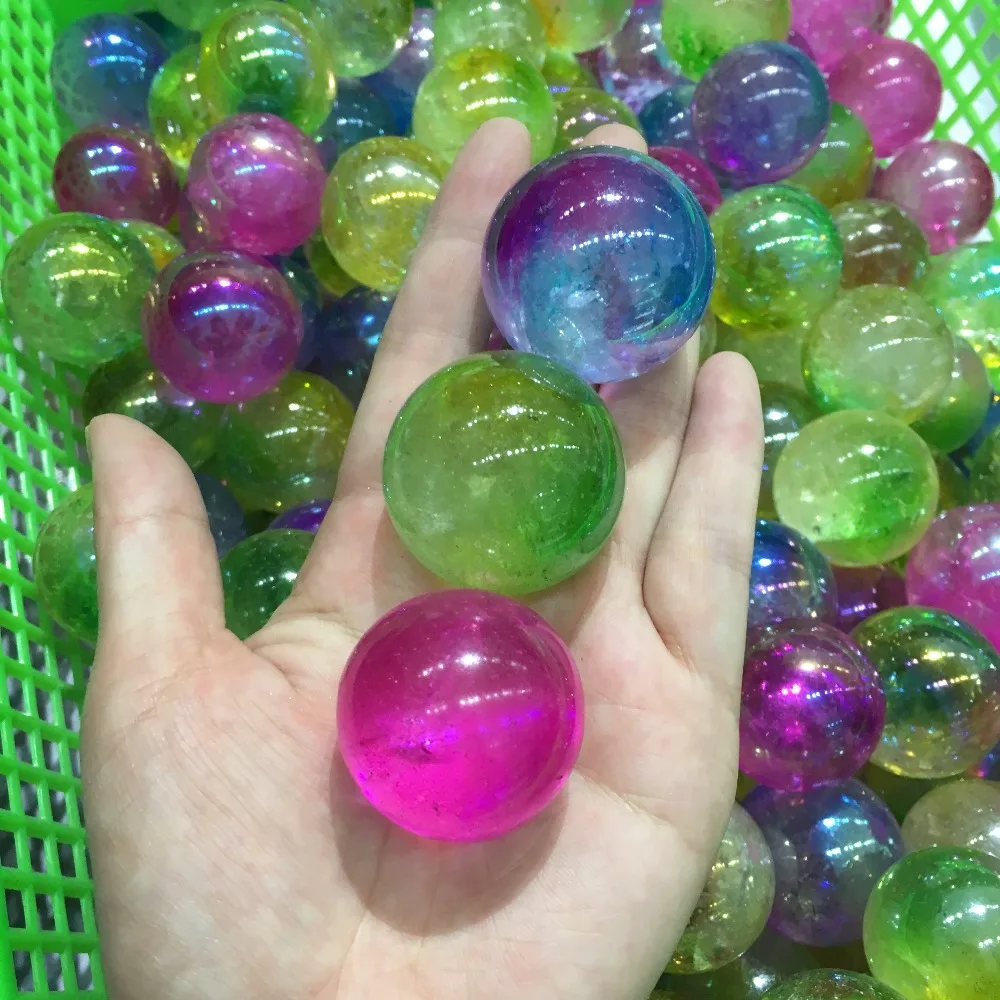 

3pcs Natural rainbow crystal ball crystal ball aura electroplating quartz sphere mineral healing