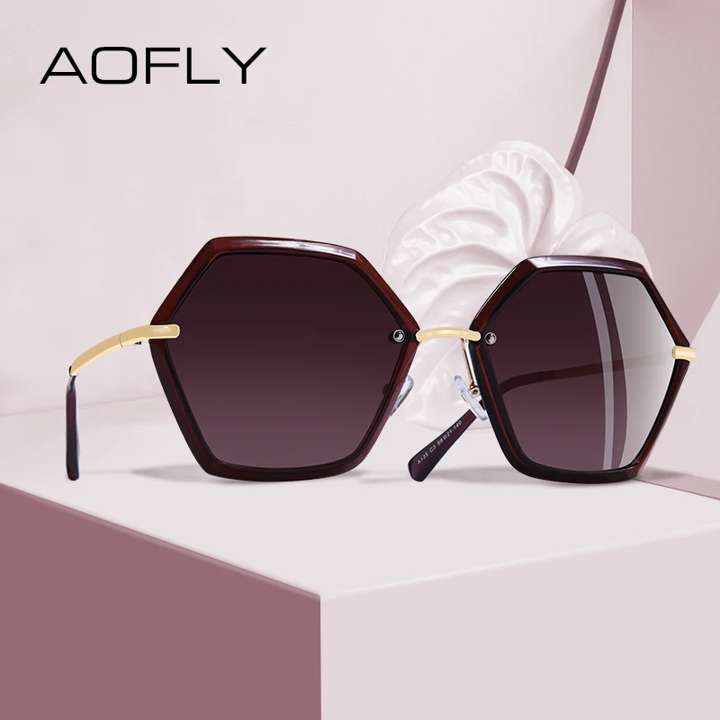 Женские солнцезащитные очки с шестигранной оправой AOFLY брендовые дизайнерские
