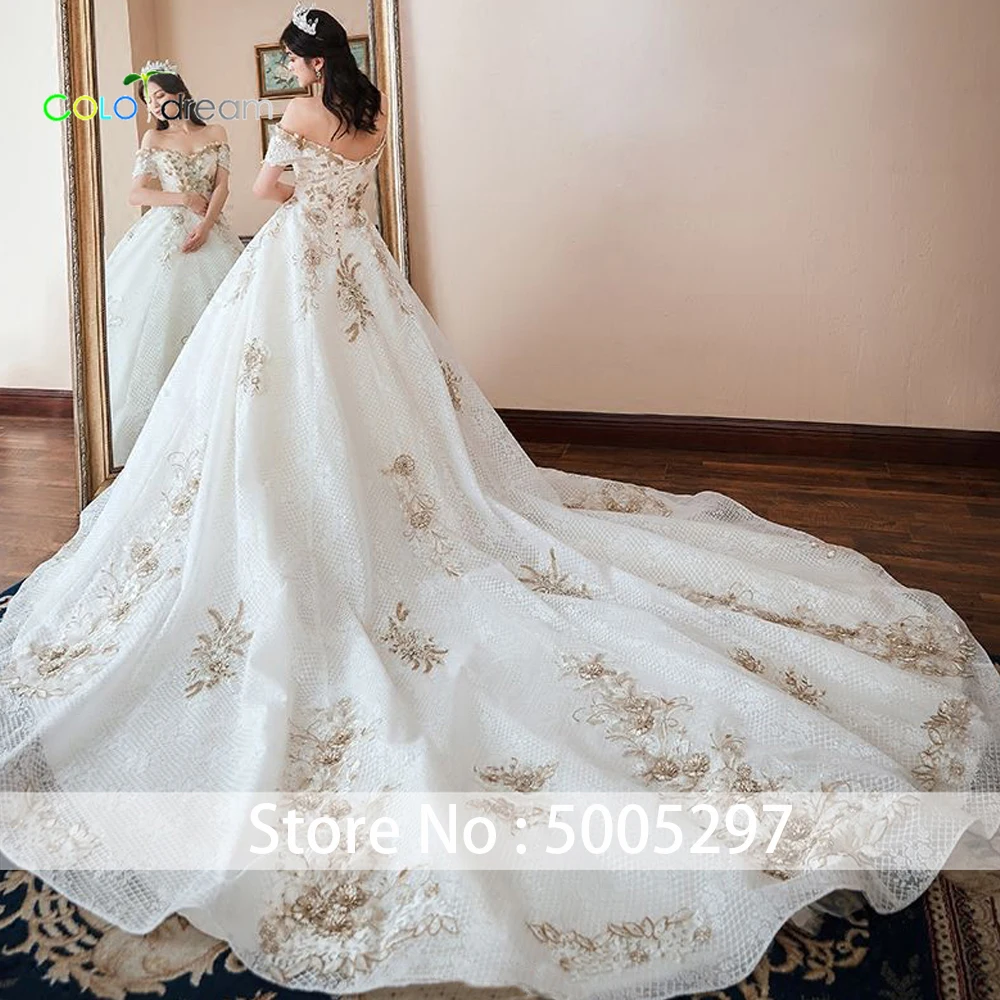 Свадебное платье A line chapel train vestido de novia кружевное с вырезом лодочкой 2019 | Свадьбы и