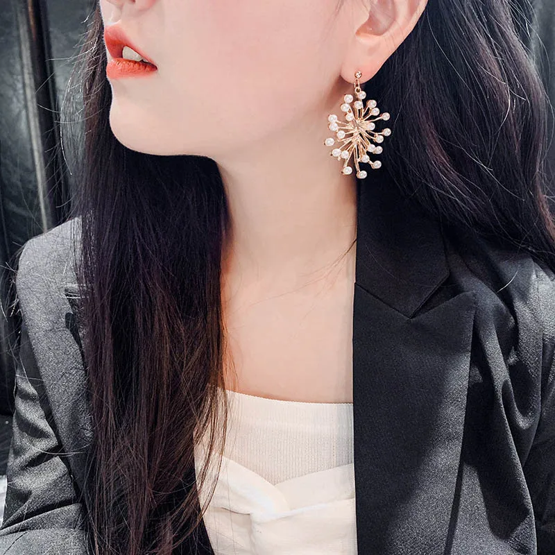 Женские серьги-подвески с жемчужинами в форме цветка фейерверка ювелирные