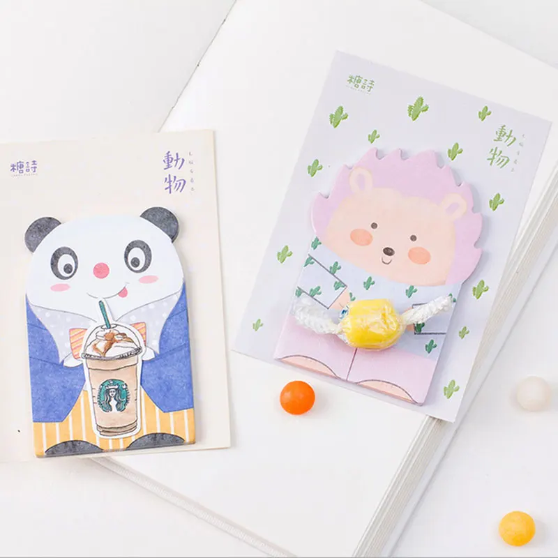 

1X Creative lovely animals in clothes paper paste N times plan Sticky Notes kawaii stationery School Supplies Planner Stickers