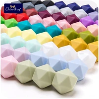 10pcs 14mm hexagon silicone beads food grade baby teether diy toy baby shower gift necklace for pacifier chain baby product