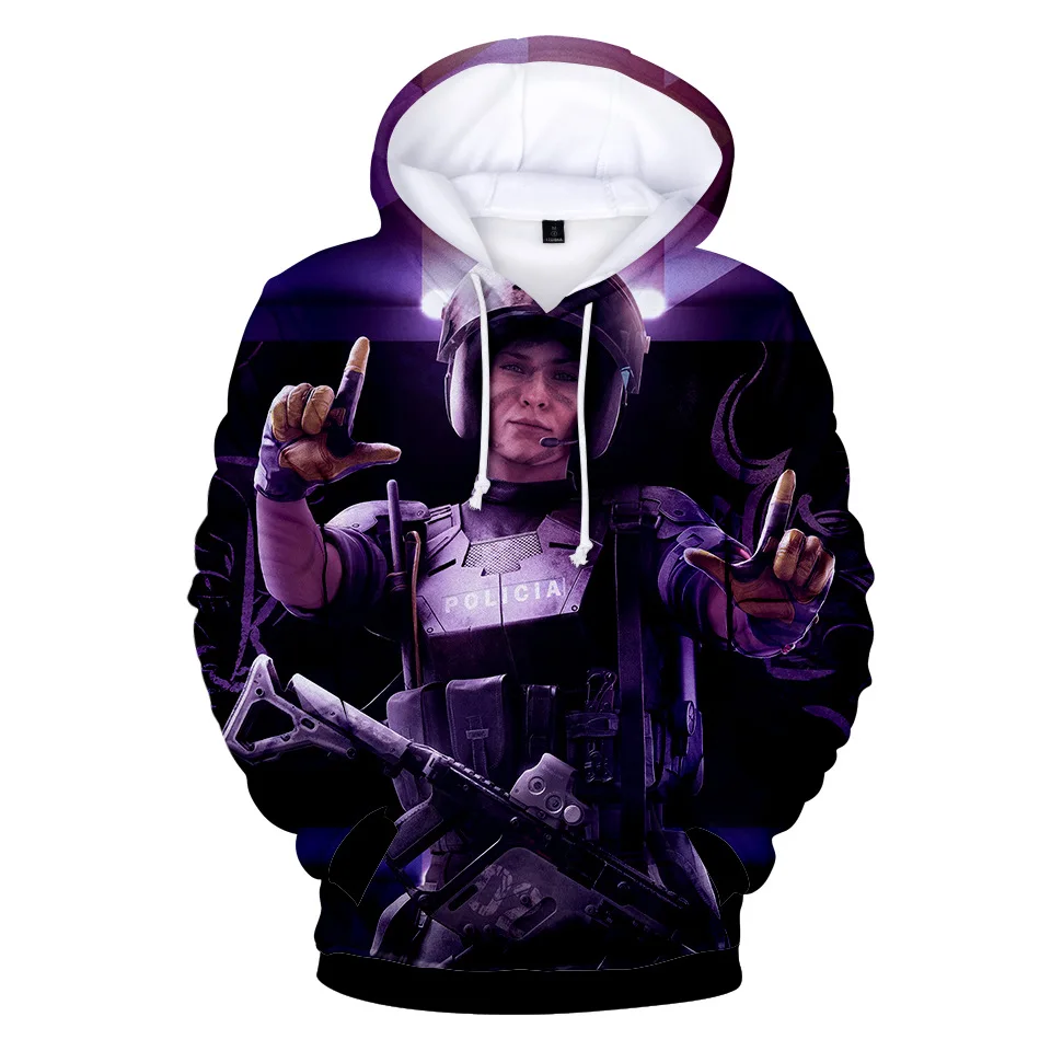 Мужская Флисовая Толстовка Rainbow Six Siege Character Gamer 3D теплый пуловер 4XL с капюшоном и