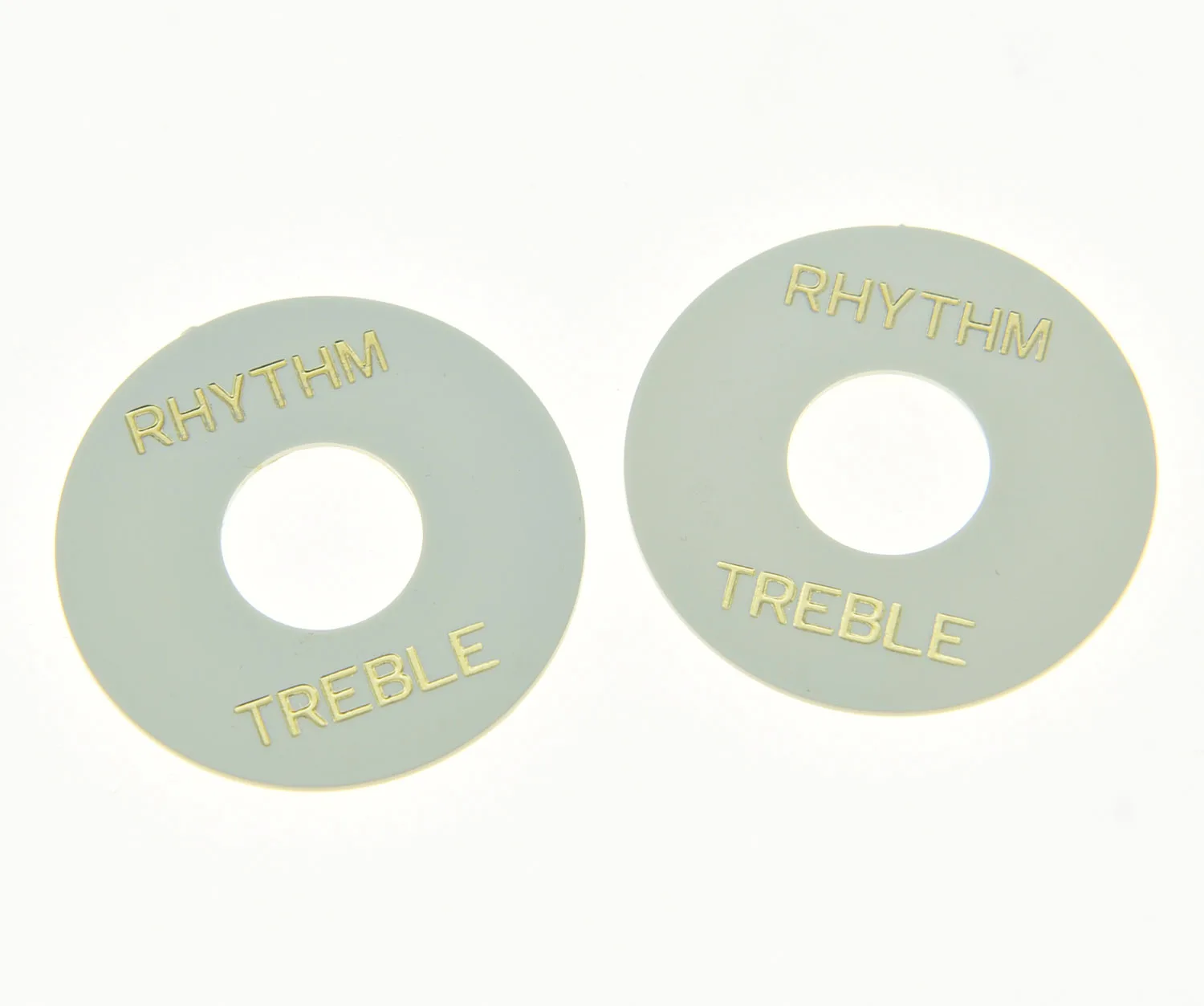 

2x White w/ Gold LP Toggle Switch Washer Rhythm Treble Ring Plate Fits Les Paul