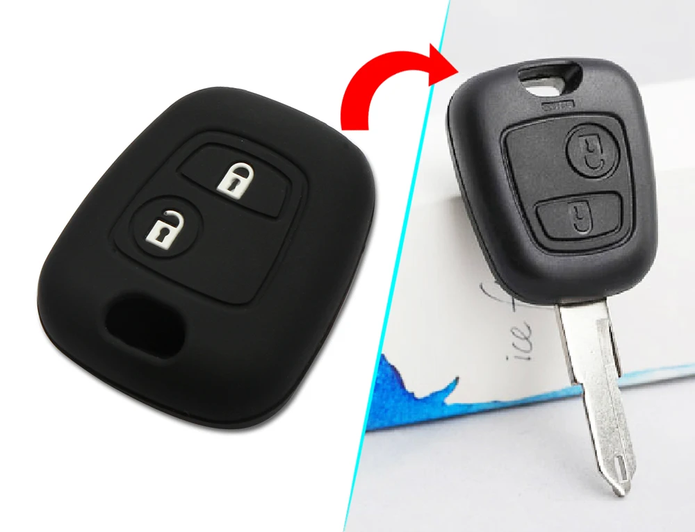 2 кнопки силиконовый чехол для ключа автомобиля Citroen c4 c5 Berlingo Picasso Xsara Aygo Peugeot 206 207 307